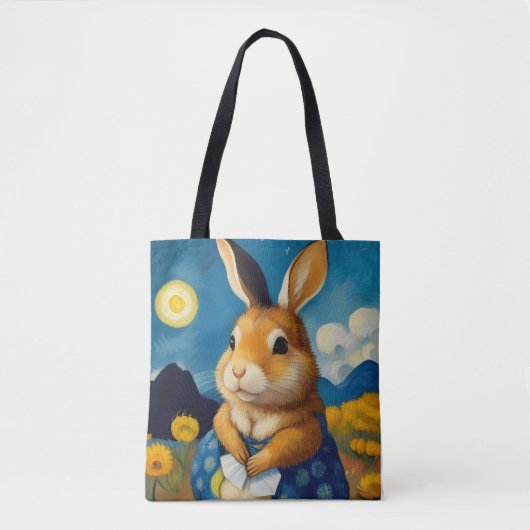 Starry Spring Bunny Canvas tas (Voorkant)