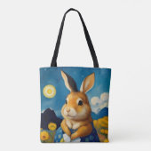 Starry Spring Bunny Canvas tas (Achterkant)