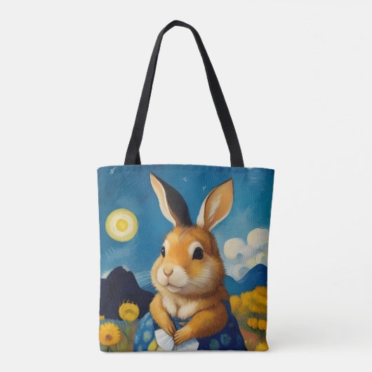 Starry Spring Bunny Canvas tas (Achterkant)