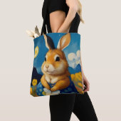 Starry Spring Bunny Canvas tas (Dichtbij)