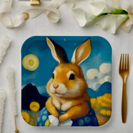 Starry Spring Bunny Paper Bord