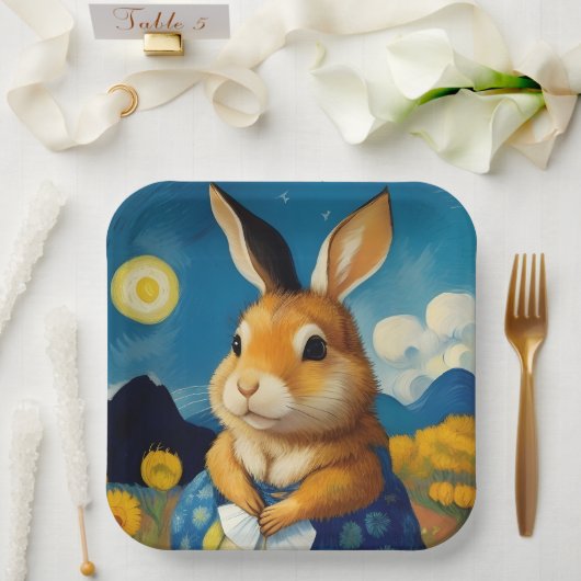Starry Spring Bunny Paper Bord (Huwelijk)