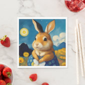 Starry Spring Bunny Paper Napkin Servet (Insitu)