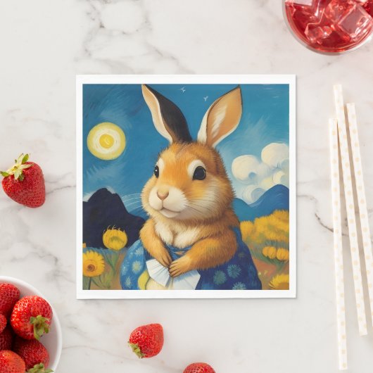 Starry Spring Bunny Paper Napkin Servet (Insitu)