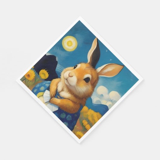 Starry Spring Bunny Paper Napkin Servet (Hoek)