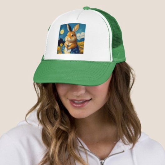 Starry Spring Bunny Trucker Hat Pet
