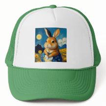 Starry Spring Bunny Trucker Hat
