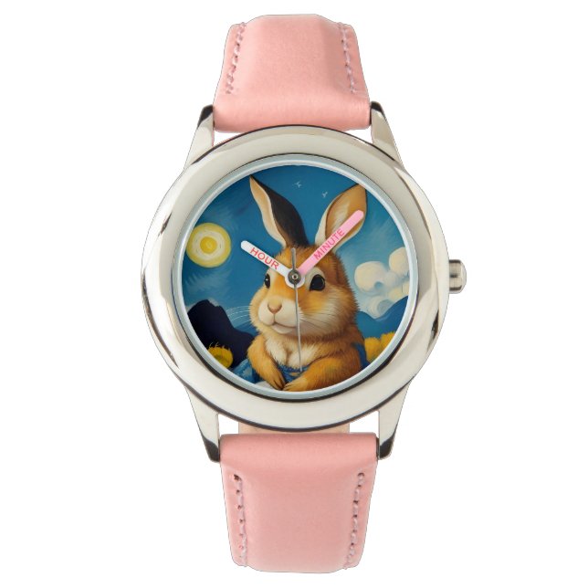 Starry Spring Bunny Watch Horloge (Voorkant)