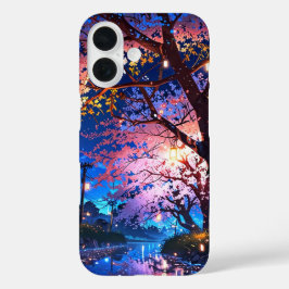 Starry Spring Night - Magische Anime Spring iPhone 16 Hoesje