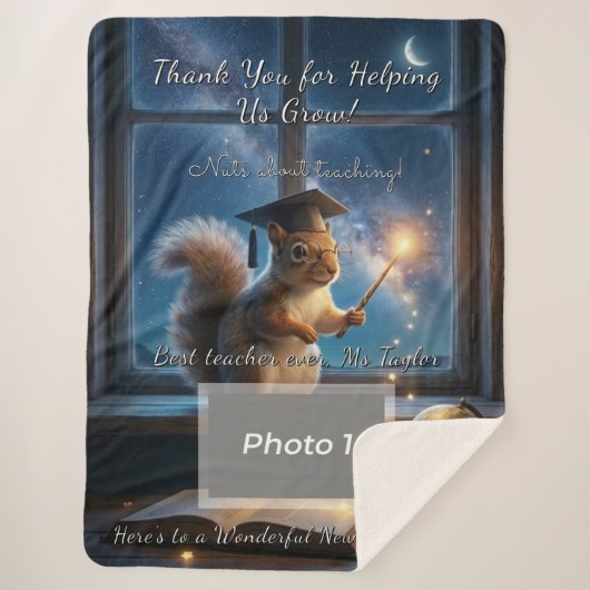Starry Squirrel Teacher Appreciation Blanket Sherpa Deken (Voorkant)