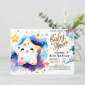 Starry Stardust Dreams Baby shower Kaart (Staand voorkant)