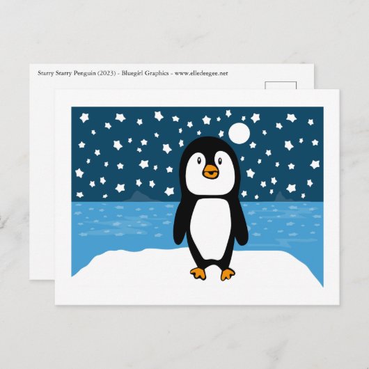 Starry Starry Penguin Holiday Briefkaart (Voorkant / Achterkant)