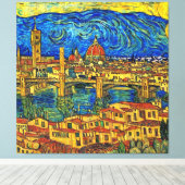 Starry Sterrennacht Florence Italië Canvas Afdruk (Insitu (Houten vloer))