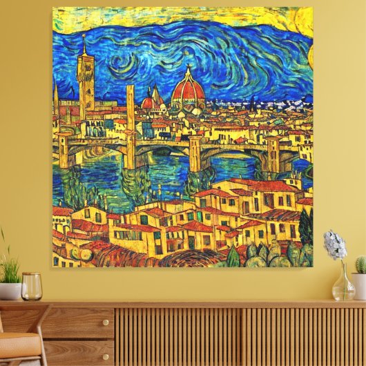 Starry Sterrennacht Florence Italië Canvas Afdruk (Insitu (Woonkamer))