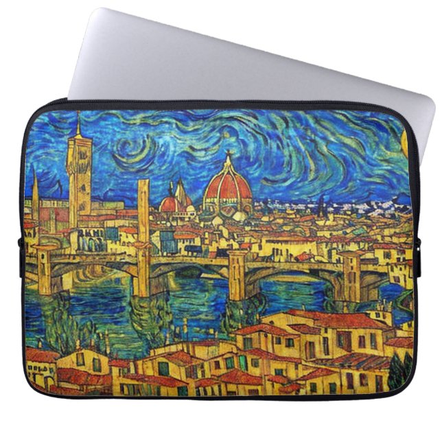 Starry Sterrennacht Florence Italië Laptop Sleeve (Voorkant)