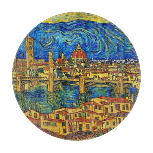 Starry Sterrennacht Florence Italië Snijplank (Voorkant)