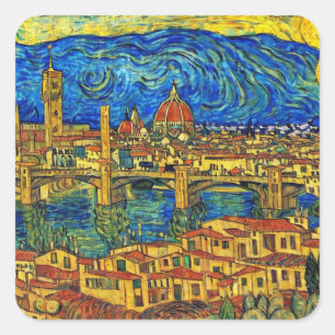 Starry Sterrennacht Florence Italië Vierkante Sticker