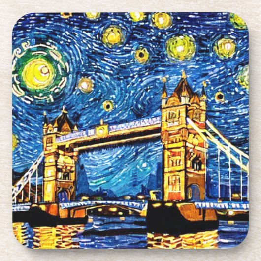 Starry Sterrennacht London England Bier Onderzetter (Voorkant)