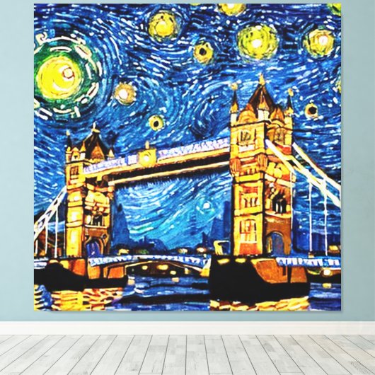 Starry Sterrennacht London England Canvas Afdruk (Insitu (Houten vloer))