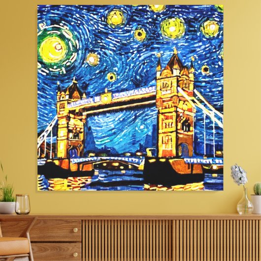 Starry Sterrennacht London England Canvas Afdruk (Insitu (Woonkamer))
