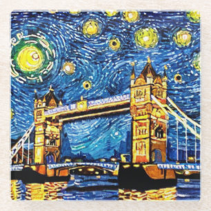 Starry Sterrennacht London England Glazen Onderzetter