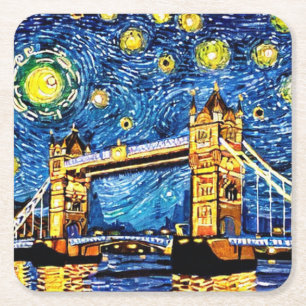 Starry Sterrennacht London England Kartonnen Onderzetters