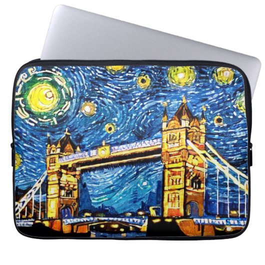 Starry Sterrennacht London England Laptop Sleeve (Voorkant)