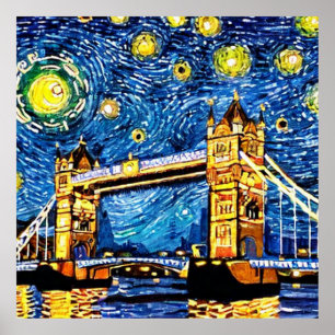 Starry Sterrennacht London England Poster