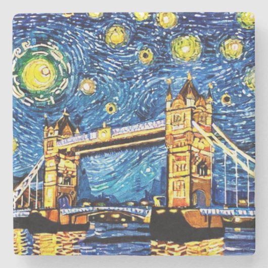 Starry Sterrennacht London England Stenen Onderzetter (Voorkant)