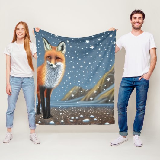 Starry Sterrennacht Storybook Fox Fleece Deken (In situ)