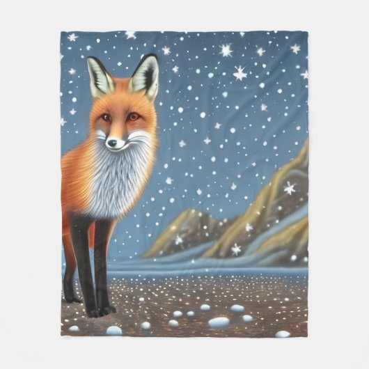 Starry Sterrennacht Storybook Fox Fleece Deken (Voorkant)