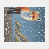 Starry Sterrennacht Storybook Fox Fleece Deken (Voorkant (Horizontaal))