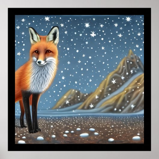 Starry Sterrennacht Storybook Fox Poster (Voorkant)