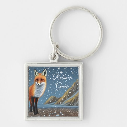 Starry Sterrennacht Storybook Fox Sleutelhanger (Voorkant)