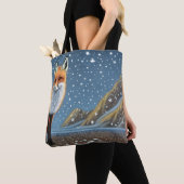 Starry Sterrennacht Storybook Fox Tote Bag (Dichtbij)