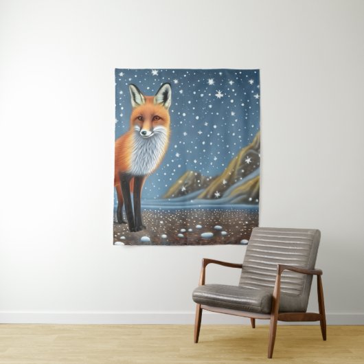 Starry Sterrennacht Storybook Fox Wandkleed (In situ)