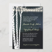 Starry String Light Birch Tree Wedding Invitations Kaart (Voorkant)