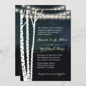 Starry String Light Birch Tree Wedding Invitations Kaart (Voorkant / Achterkant)