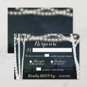 Starry String Light Birch Tree Wedding RSVP-kaarte RSVP Kaartje (Voorkant / Achterkant)