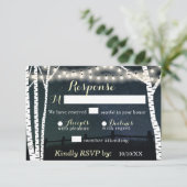 Starry String Light Birch Tree Wedding RSVP-kaarte RSVP Kaartje (Staand voorkant)