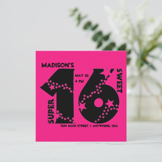 Starry Super Sweet 16 Uitnodiging (Staand voorkant)