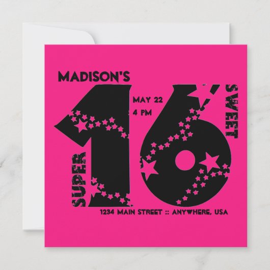 Starry Super Sweet 16 Uitnodiging (Voorkant)