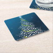 Starry Swirling-kerstboom op blauw Kartonnen Onderzetters (Schuin)