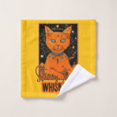 Starry Tarot & Cat | Oranje katelijnontwerp Bad Handdoek (Wasdoekje)