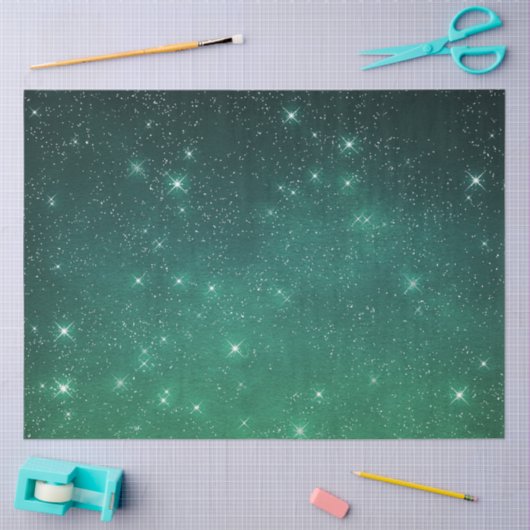 Starry twilight celestial night sky green tissuepapier (Craft)