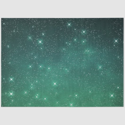 Starry twilight celestial night sky green tissuepapier (Voorkant)