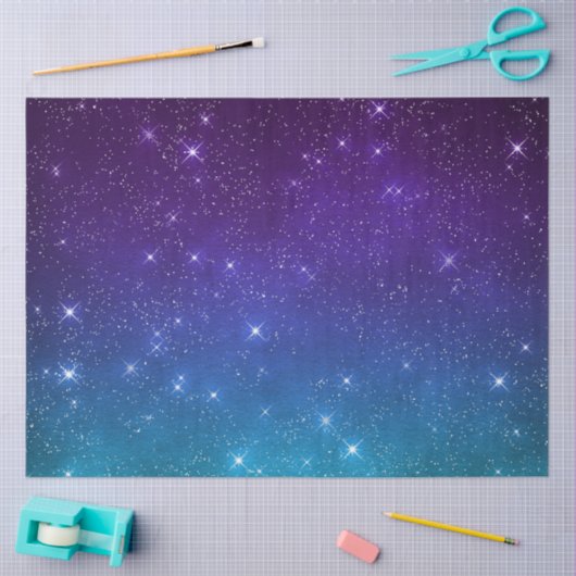 Starry twilight celestial night sky purple blue tissuepapier (Craft)