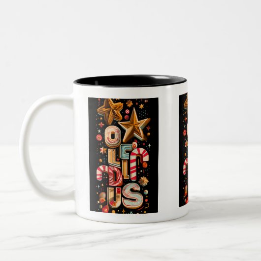 Starry Typography Coffee Mug – Holiday Edition Tweekleurige Koffiemok (Links)