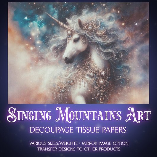 Starry Unicorn Fantasy Art Decoupage Tissuepapier