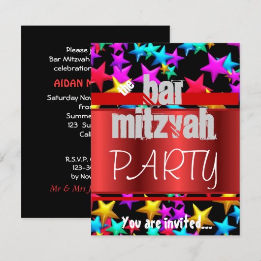 Starry viering Bat Mitzvah Bar Mitzvah party Kaart (Voorkant / Achterkant)